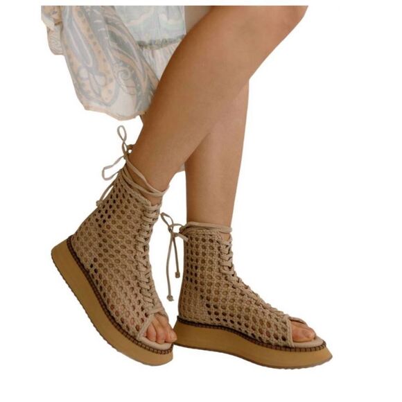 Free People Luca Lace Up Platform Sandals New in Box - Picture 1 of 12